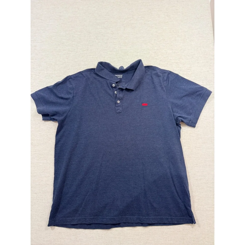 Levi's Polo Shirt Mens XL Blue Good Short Sleeve Cotton Blend Logo 3LYSK7262